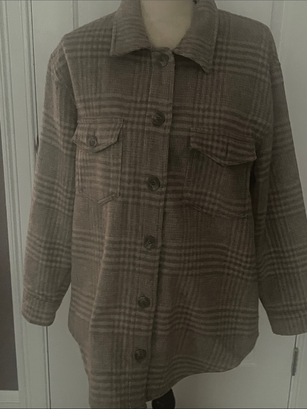 Joie Brown Plaid Button-Front Utility Shacket